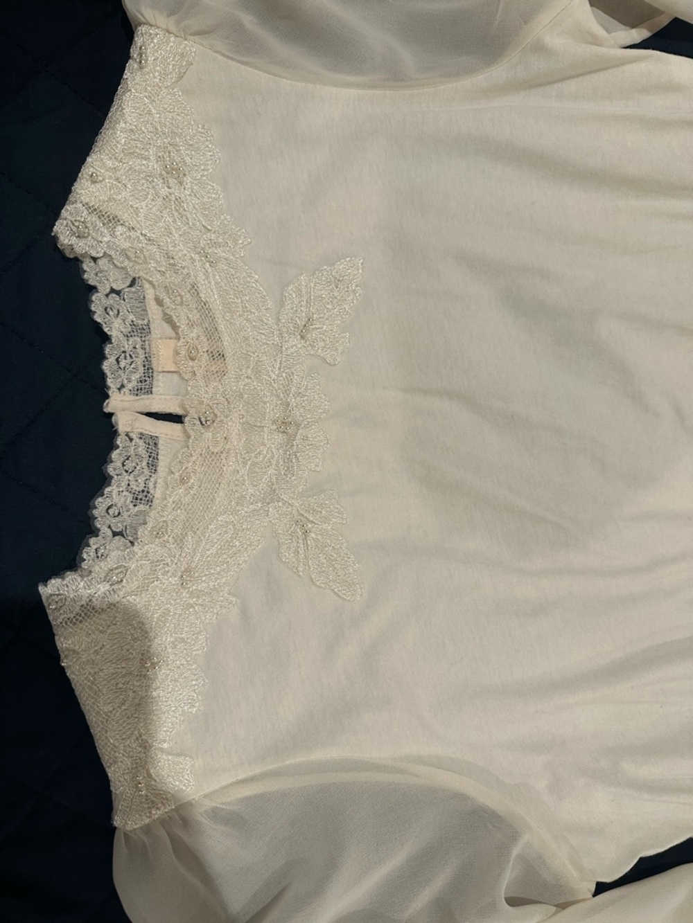 Women's Lace-Trim Ivory Blouse
